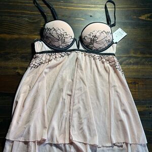 Target Pink and Black Lace Chemise